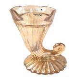 Carnival Glass Cornucopia Vase, 5" H