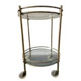 MCM Brass and Glass Two-Tier Rolling Bar Cart