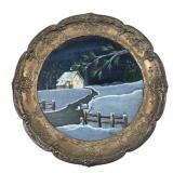 Denise Pierre Hand-Painted Winter Scene on Silverp
