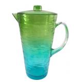 Ombre Green and Blue Textured Plastic Pitcher