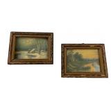 Pair of Framed Miniature Landscape Prints
