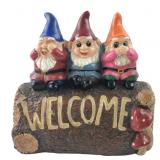 Cast Resin Three Wise Gnomes Welcome Sign