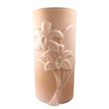 Art Glass Frosted Peach Daffodil Vase