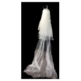 Vintage Three Tier Embroidered Floral Wedding Veil