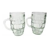 Pressed Glass Dimpled Beer Mugs, Pr.
