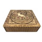Pyrography Wood Handkerchief Box with Art Nouveau