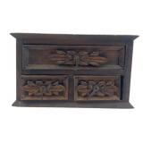Hand-Carved Wood Miniature Chest of Drawers
