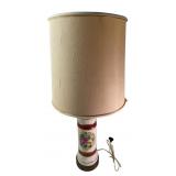 Hand-Painted Porcelain Table Lamp with Floral Moti