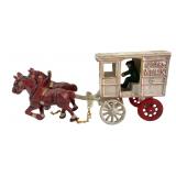 Cast Iron Horse-Drawn Fresh Milk Wagon