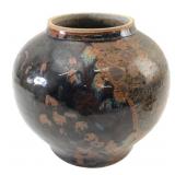 Meso Signed Stoneware Pottery Vase, 5.5" H