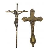 Two Brass Crucifixes, West Germany and Ornate