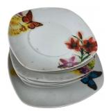 Butterfly and Floral Pattern Porcelain Dish Set