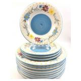 HD Designs Floral Stoneware Plate Set, 12 Pcs