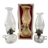 Lamplight Farms Glass Oil Lamps, Group of 3