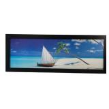 Tropical Beach Sailboat Framed Print