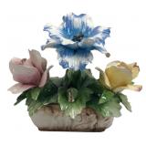Capodimonte Hand-Painted Porcelain Floral Centerpi