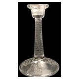 Etched Glass Candlestick with Floral Motif