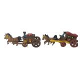 Pr. Hand-Painted Wooden Stagecoach Miniatures