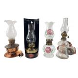Assorted Miniature Oil Lamps, Group of 4