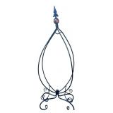 Black Metal Decorative Stand with Amber Glass Fini