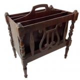 Mahogany Lyre Motif Magazine Rack