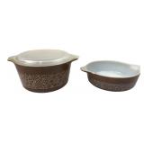 Pyrex Woodland Pattern Brown Casserole Dishes