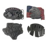 Lot of 4 Vintage Pewter Belt Buckles, 3'