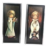 I. Vernet Signed Pair of Angel Artworks, 8' x 16'