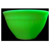 Uranium Glass Ribbed Mixing Bowl