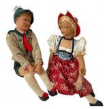Pair of Lenci Style Felt and Cloth Dolls
