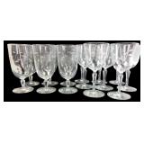 Set of 16 Etched Glass Stemware with Leaf Motif