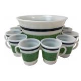 Milk Glass Punch Bowl and Ten Cup Set