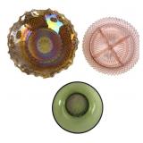 Assorted Pressed and Carnival Glass Serving Pieces