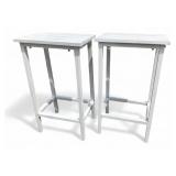 Pr. White Painted Slatted Wood Side Tables