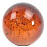 Amber Controlled Bubble Art Glass Paperweight