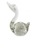 Hand-Blown Clear Glass Swan Figurine
