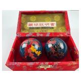 Chinese Cloisonne Dragon and Phoenix Baoding Balls