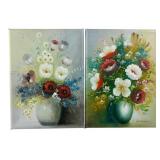 Hellermann Signed Floral Still Life Oil Paintings