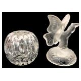 Fenton Glass Frosted Butterfly and Crystal Dish