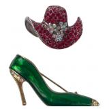 VTG Costume Jewelry High Heel Shoe and Ladies Hat