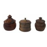 Set of 3 Hand-Turned Wood Lidded Jars