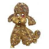 VTG Pell Gold Tone Rhinestone Poodle Brooch