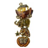 VTG Don Lin Noah's Ark Enamel Brooch with Animal D