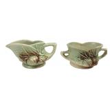 McCoy Pinecone Pattern Creamer and Sugar Set