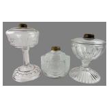 Assorted Pressed Glass Oil Lamp Bases, Set of 3