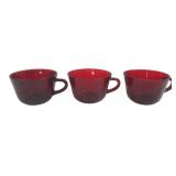 Red Pressed Glass Teacups