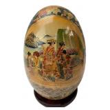 Satsuma Style Hand-Painted Porcelain Egg on Stand