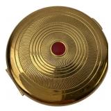 Coty Brass Powder Compact with Red Enamel Accent