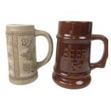 Pair of Ceramic Beer Steins, 6.5-7' H