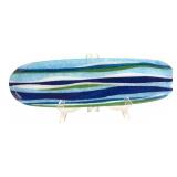 Abstract Striped Fused Art Glass Long Platter